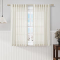 Nanspring Cream Linen Back Tab Rod Pocket Curtains 52 Inch Length by Nanspring