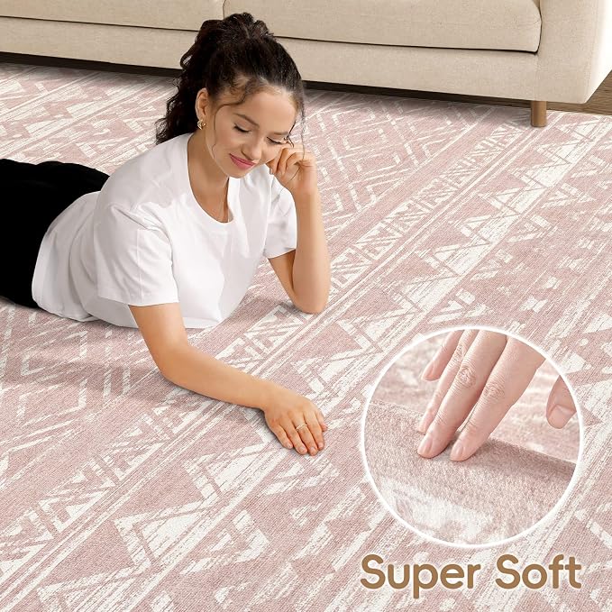 cotiled Boho 5x8 Area Rugs for Living Room: Soft Moroccan Washable Rug | Solve - Image 3