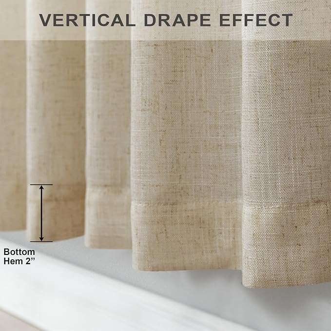 Pitalk Back Tab Linen Curtains 108 Inches Long - Image 8