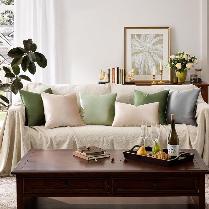 GIGIZAZA Beige Pillow Covers 20x20: Pack of 2 Super Soft Velvet Throw Pillows - Image 7