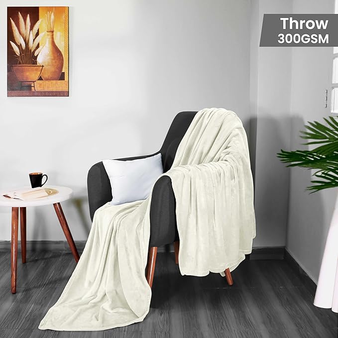 Utopia Bedding Ultra Soft Fleece Bed Blanket Throw Size Ivory | Microfiber - Image 2