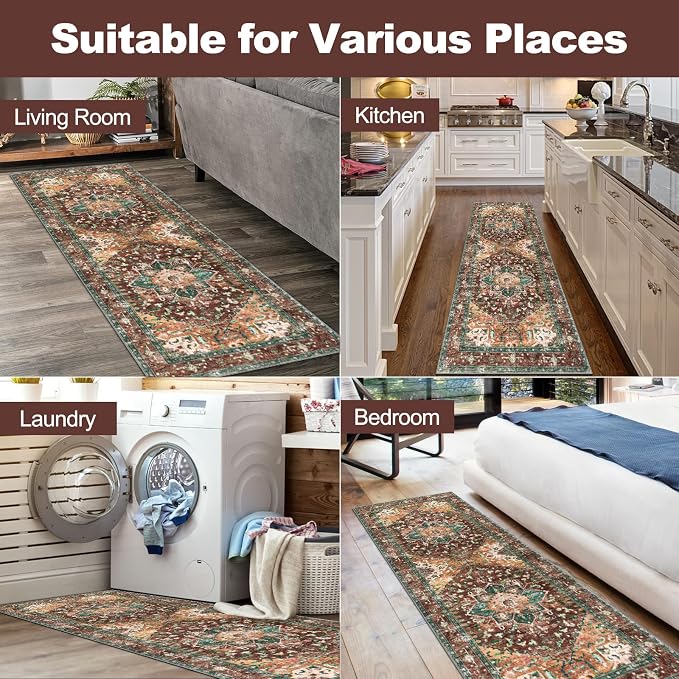 Yamaziot Washable Runner Rug, 2x6 Non-Slip Boho Vintage Hallway Rug Runner - Image 7