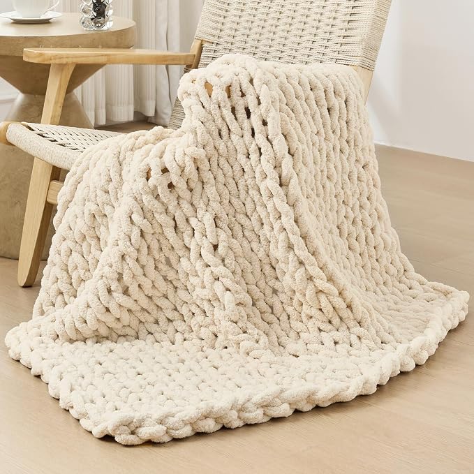 Bigacogo Chunky Knit Throw Blanket by Bigacogo