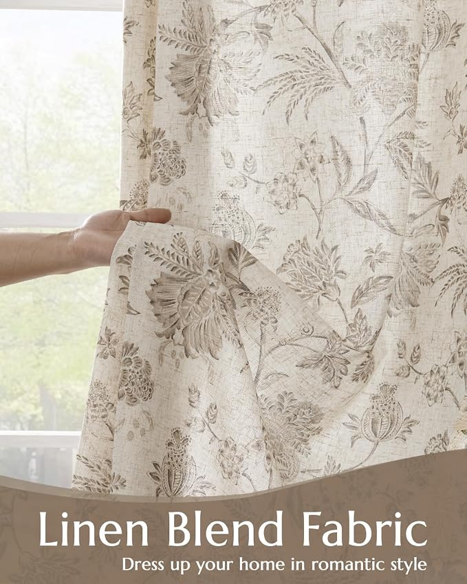 jinchan Lined Linen Floral Curtains - Image 2