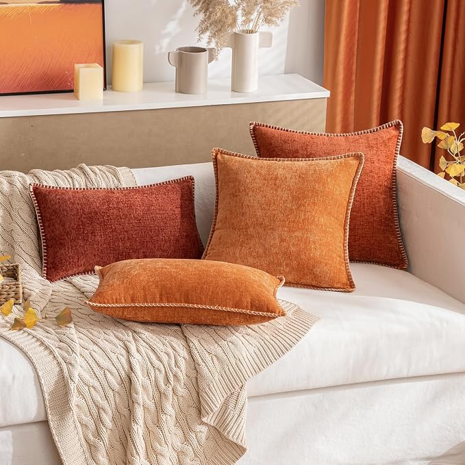 MIULEE Pack of 2 Couch Throw Pillow Covers 18x18 Inch Rust Farmhouse Decorative - Image 5