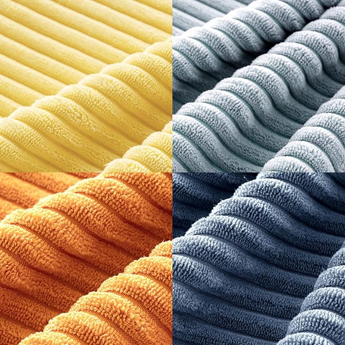 MIULEE Pack of 4 Blue-Orange Corduroy Decorative Throw Pillow Covers 18x18 Inch - Image 2