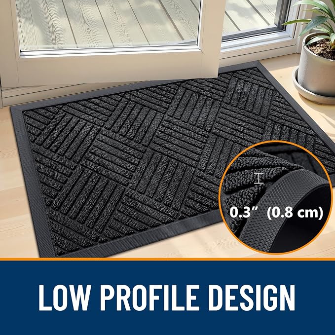 OLANLY Front Door Mat Outside Entrance 33x21, Heavy Duty Sturdy Natural Rubber - Image 4