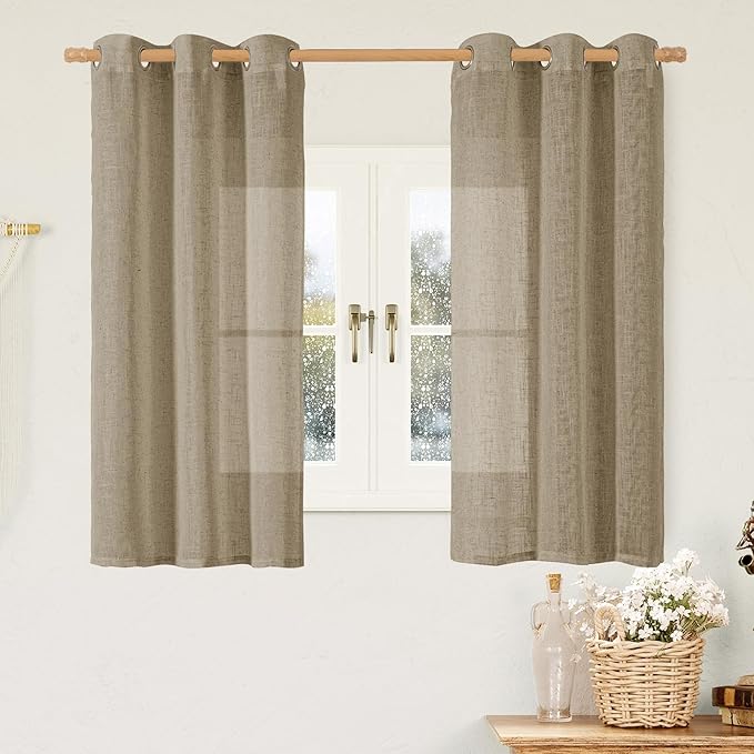 LAMIT Sheer Linen Curtains 48 Inches Length by LAMIT