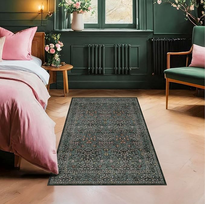 Dark Green 4x6 Washable Area Rug - Image 4