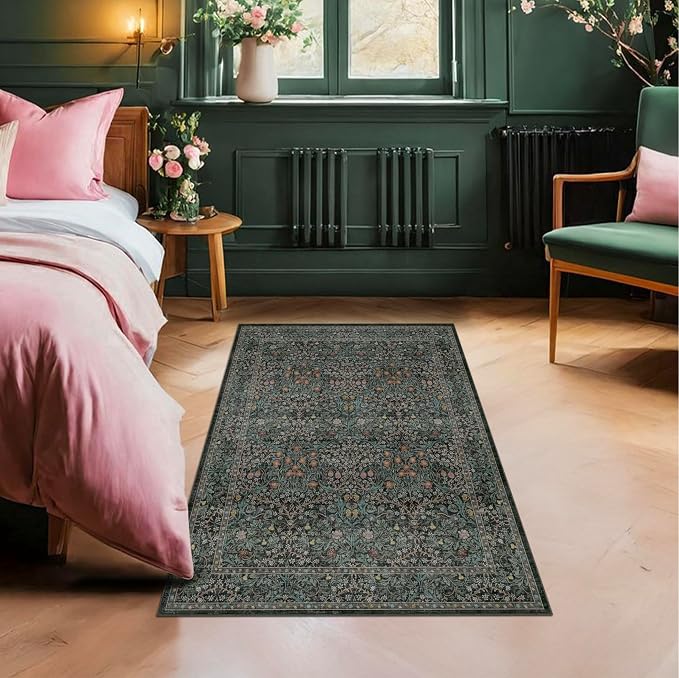 Dark Green Washable 3x6 Large Entryway Runner Rug Indoor, Non-Slip Floor Rugs - Image 4