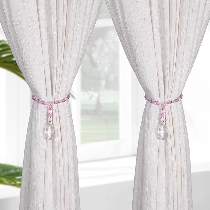 SUQ I OME 1 Pair of Luxury Crystal Beaded Magnetic Curtain Tieback and Holdback - Image 3