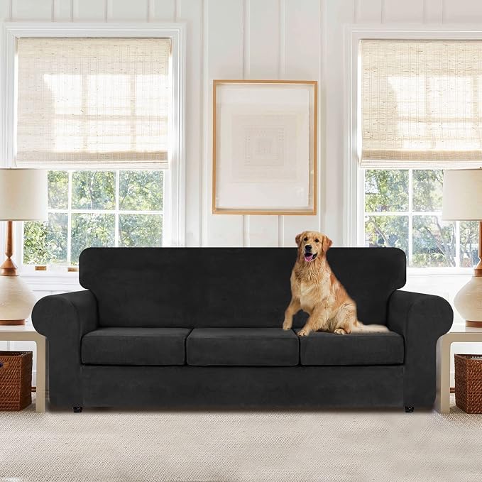 WEERRW 4 Pieces Velvet High Stretch Couch Covers - Image 2