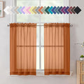 Aiyufeng Orange Sheer Curtains 36 inches Long, Short Kitchen Window Treatment by Aiyufeng