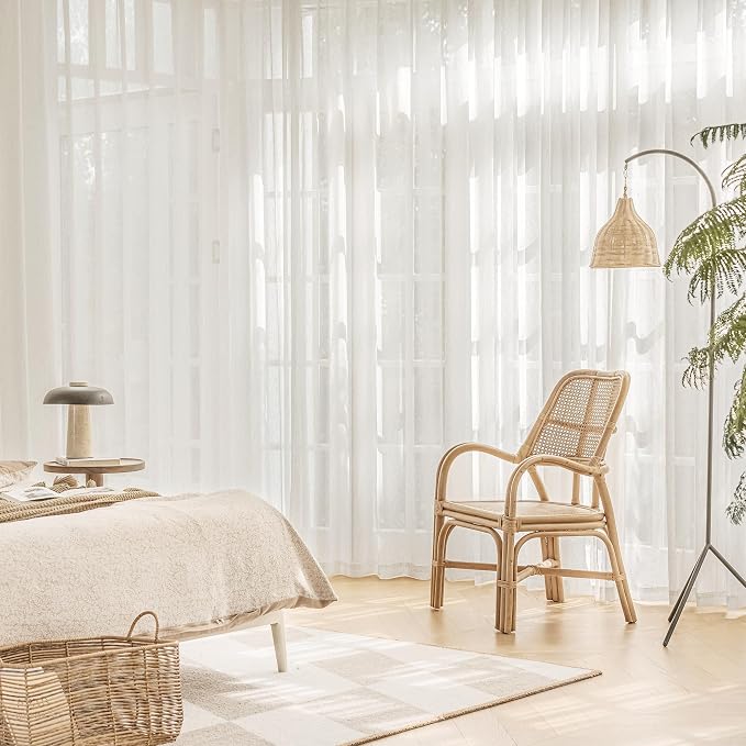 FMFUNCTEX Linen Sheer Sliding Door Curtains - Image 8