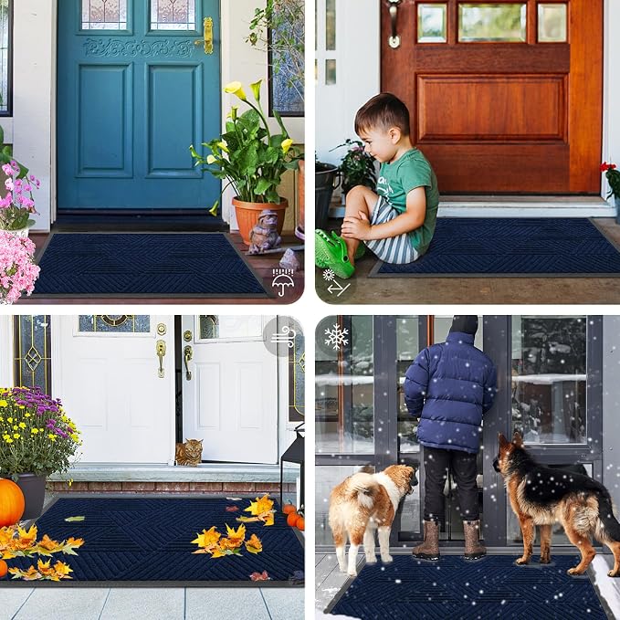 Smiry Front Door Mat Outside Entrance, Heavy Duty Sturdy Natural Rubber Doormat - Image 7