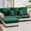 Couch Cover 6-Piece Elastic Velvet Couch Cushion Covers & Chaise Slipcovers by Taque