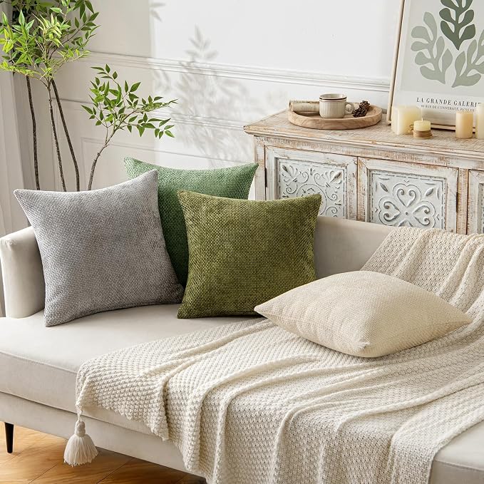 MIULEE Pack of 2 Couch Throw Pillow Covers 20x20 Inch Sage Green Modern Boho - Image 3