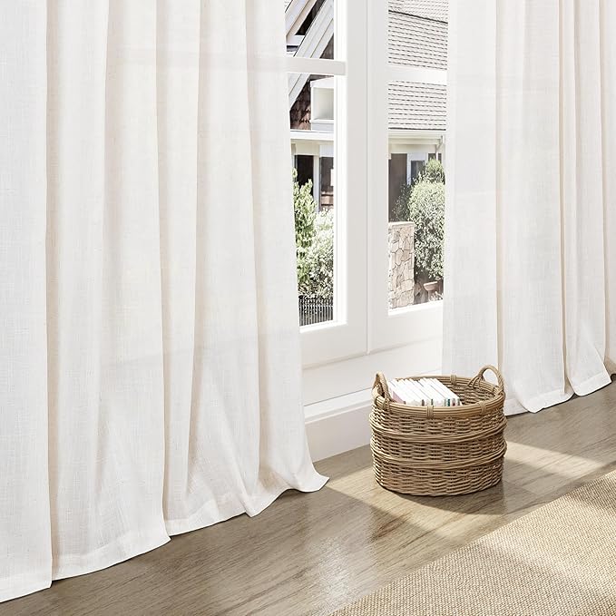 Ivory White Linen 144 Inch Curtains - Image 5