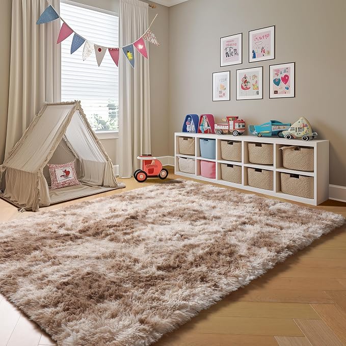 ONASAR Area Rugs for Bedroom Living Room, Fluffy Tie-Dye Beige 4x6 Indoor - Image 7