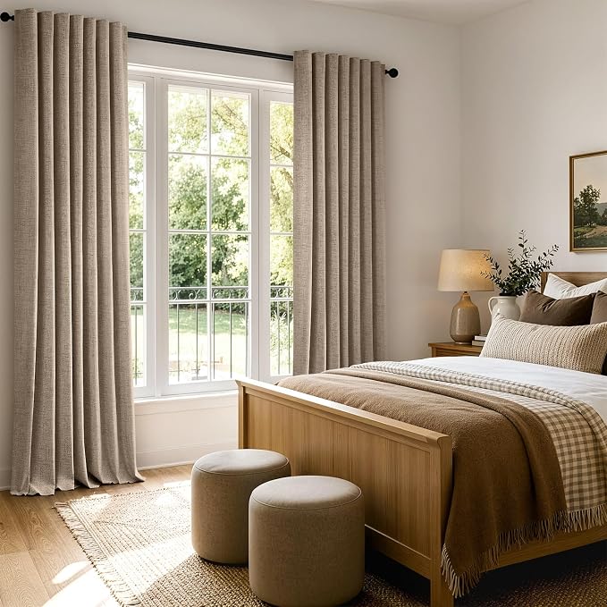 MIULEE 100% Blackout Linen Curtains 42 x 72 Inch Copper Brown 2 Panels | - Image 8