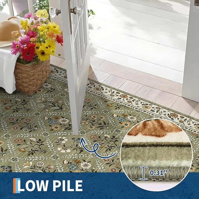 Washable Kitchen Rugs Non Slip 2x6 Hallway Runner Rug Stain Resistant Low Pile - Image 5