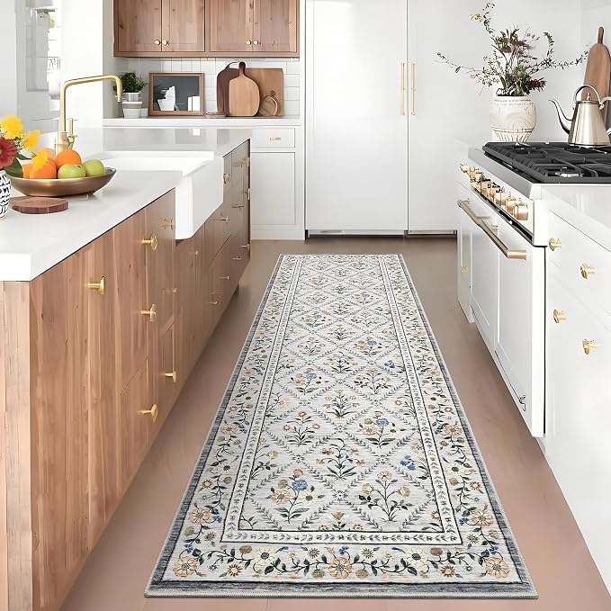 Washable Kitchen Rugs Non Slip 2x6 Hallway Runner Rug Stain Resistant Low Pile - Image 2