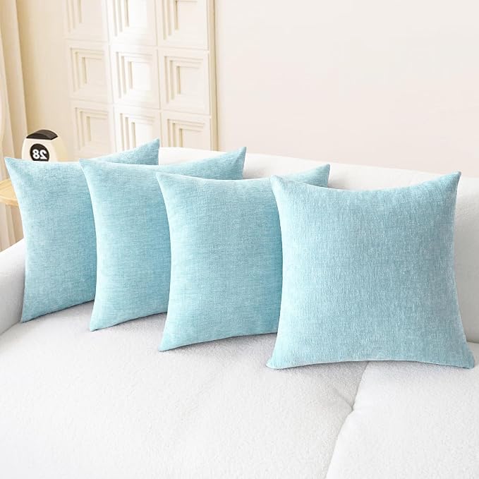 CaliTime Throw Pillow Covers Decorative 18 X 18 Inches Pack of 4 Cozy Chenille by CaliTime