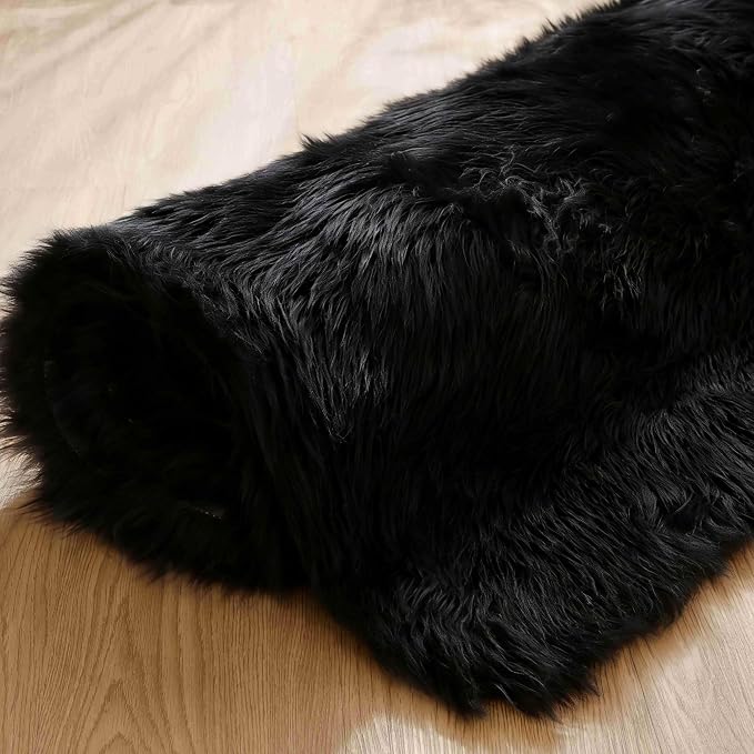 Goolela Black Fluffy Rug 4x6 Fuzzy Furry Shag Rug - Image 9