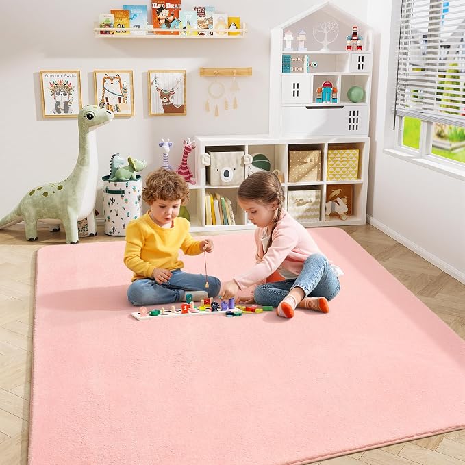 Amearea 5x5 Square Area Rugs for Bedroom Living Room, Modern Pink Thickened - Image 4