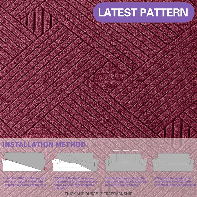 ZNSAYOTX Super Stretch Loveseat Covers, New Striped Love Seat Slipcover - Image 5