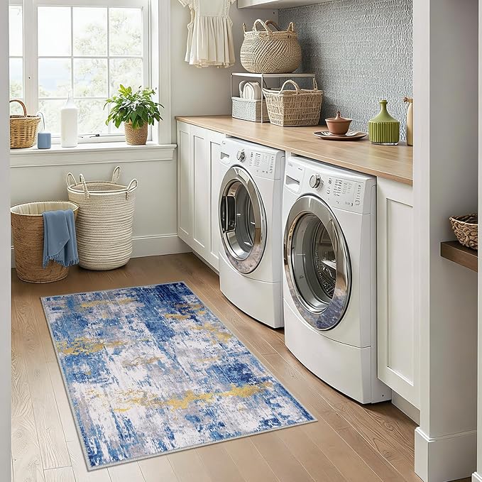 Washable Area Rugs 3x4 Non-Slip Modern Abstract Soft - Image 2