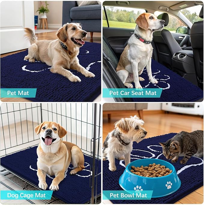 OLANLY Dog Door Mat for Muddy Paws 24x16, Paw Print Design, Absorbs Moisture - Image 7
