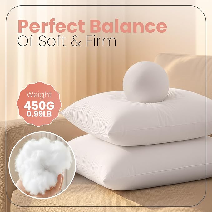 Utopia Bedding 16x16 Pillow Inserts, 2 Pack | Indoor cushion inserts - Image 2