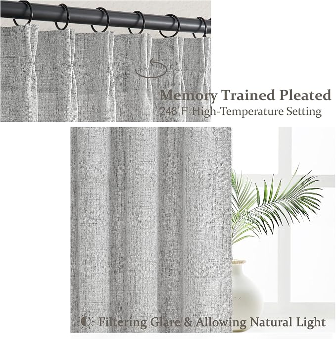 Pinch Pleat Extra Wide 70 Inch Curtains 96 Inches Long 2 Panels Set - Image 4