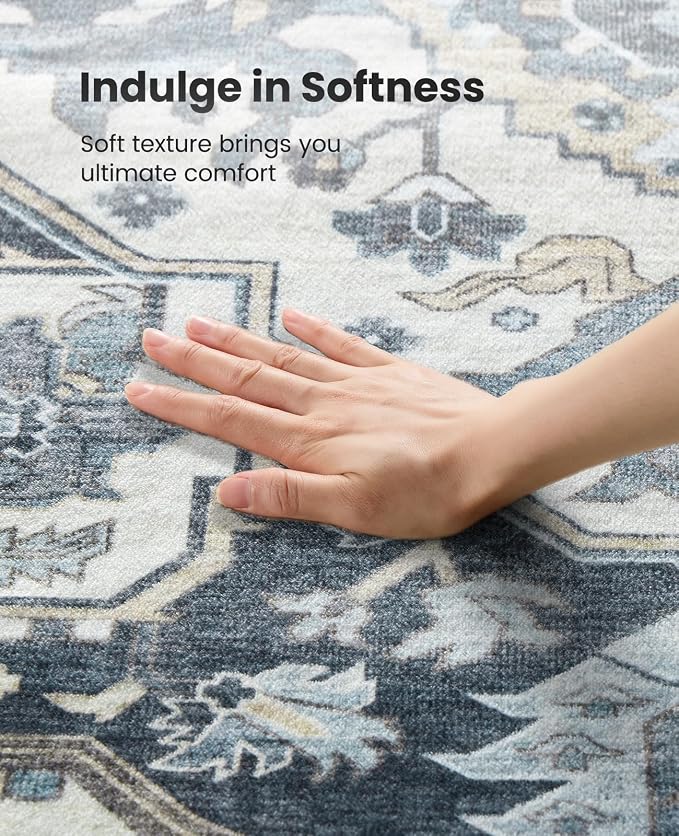 AMADA HOMEFURNISHING 8x10 Area Rug, Washable Low-Profile Large Area Rug - Image 4