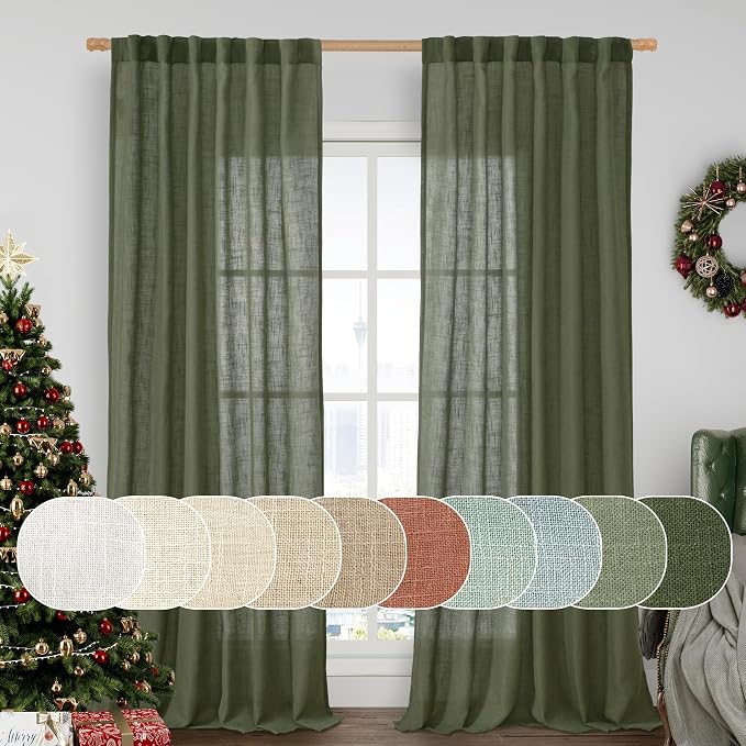 LAMIT Olive Green Linen Curtains by LAMIT