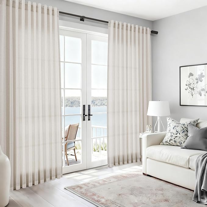 Nanspring Pearl White Linen Curtains 102 Inches Long - Image 6