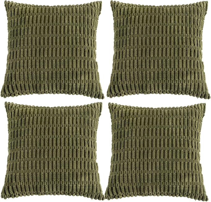 Fancy Homi 4 Packs Boho Moss Green Decorative Throw Pillow Covers 26x26 Inch by Fancy+Homi