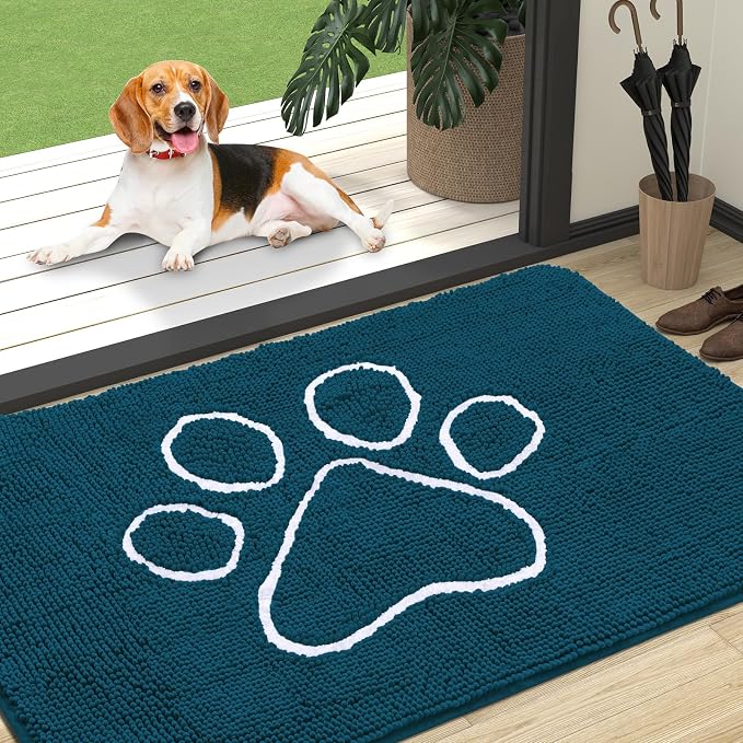 OLANLY Dog Door Mat for Muddy Paws 47x32, Paw Print Design, Absorbs Moisture by OLANLY