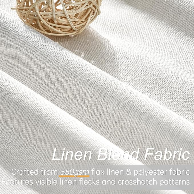Topfinel Snow White Blackout Linen Curtains 102 Inches Long - Image 2