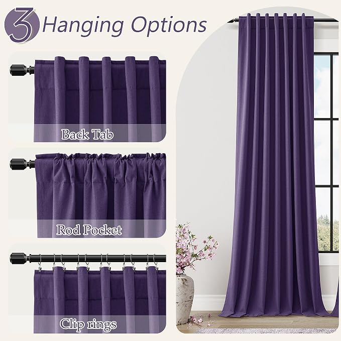 Guken 100% Blackout Curtains 90 Inch Length 2 Panels Set - Image 6