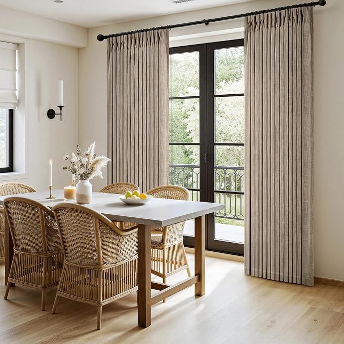 MIULEE Pinch Pleated Thick Linen Curtains 84 Inches Long 2 Panels - Image 3
