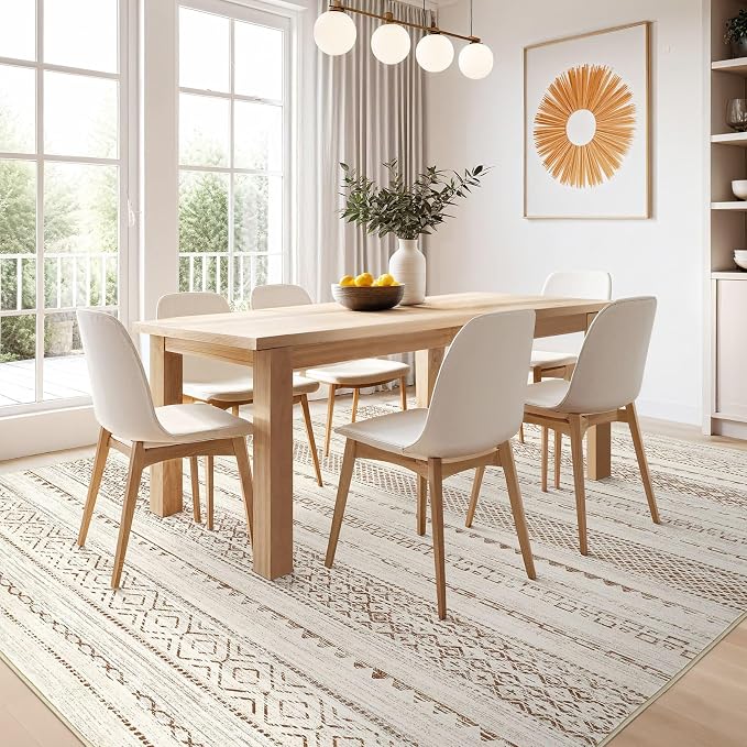 Nakagishi 6x9 Area Rugs Living Room: Washable Boho Large Neutral Soft Farmhouse - Image 8