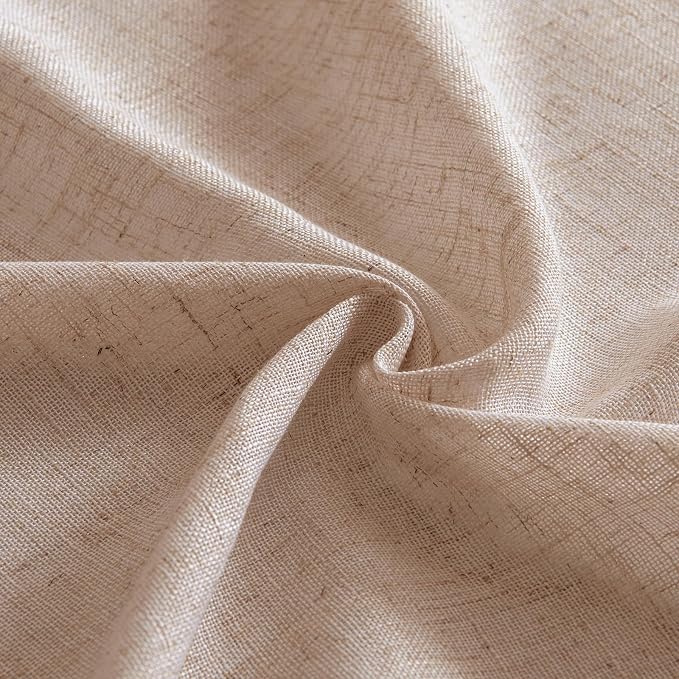 MIULEE Natural Beige Linen Curtains 54 Inch Length 2 Panels - Image 8