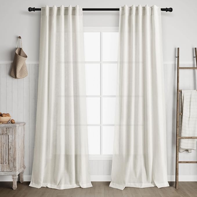 38 inch Wide Cream Linen Curtains by Nanspring