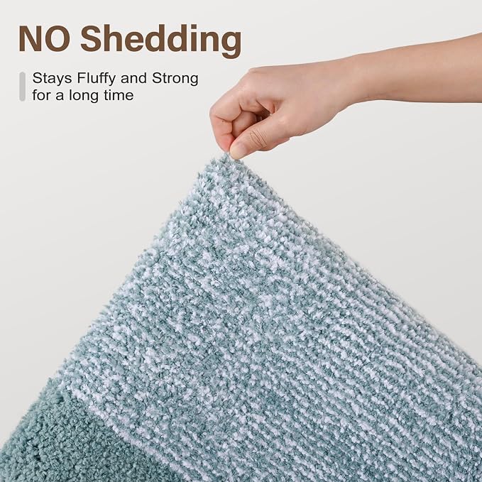 Bathroom Rugs 30x20 Non Slip Washable, Dusty Blue Bath Mat - Image 8