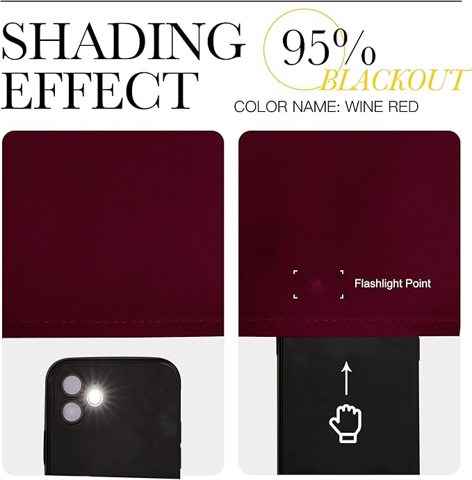 NICETOWN Modern Blackout Curtains Noise Reducing, Wine Red, 2 Panels, W42 x L54 - Image 4