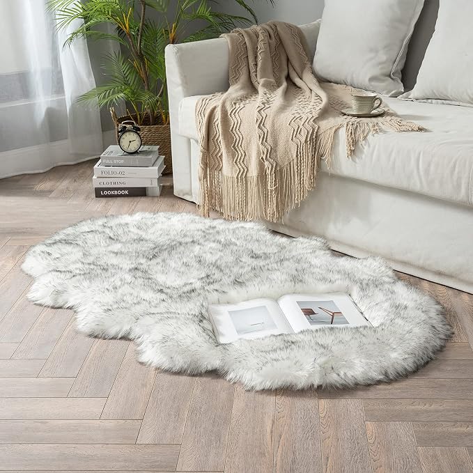 MIULEE Luxury Super Soft Fluffy Area Rug Faux Fur Sheepskin Rug Decorative - Image 2