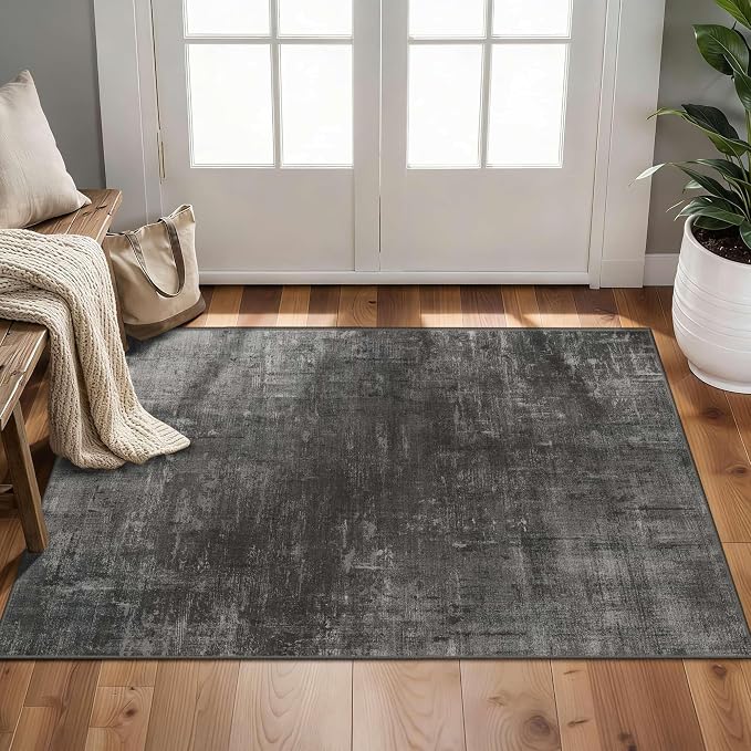 Latte&Fog 2x3 Entryway Rug, Small Modern Abstract Door Mat, Washable Kitchen Rug - Image 2
