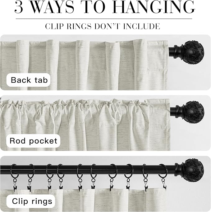 RYB HOME Ivory White 100% Blackout Curtains - Image 7